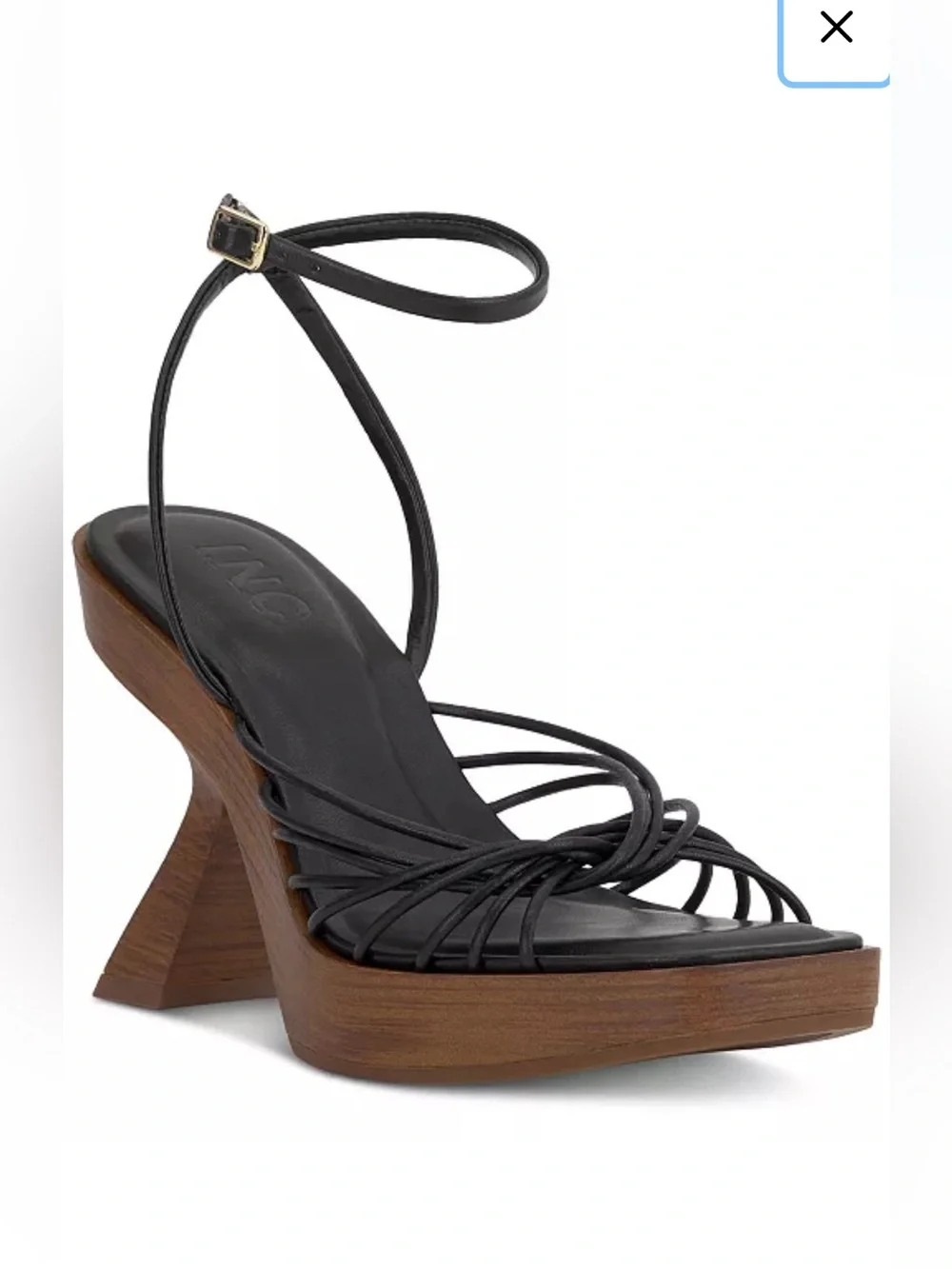 INC International Concepts Black Strappy Platform Sandal